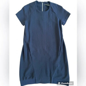 ZARA TRF Short Sleeve Shift Mini Dress Size Small in Navy Blue